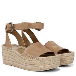 VINCE Women's Classic Espadrille Wedge Sandal Color: Dune Tan Leather size 8
